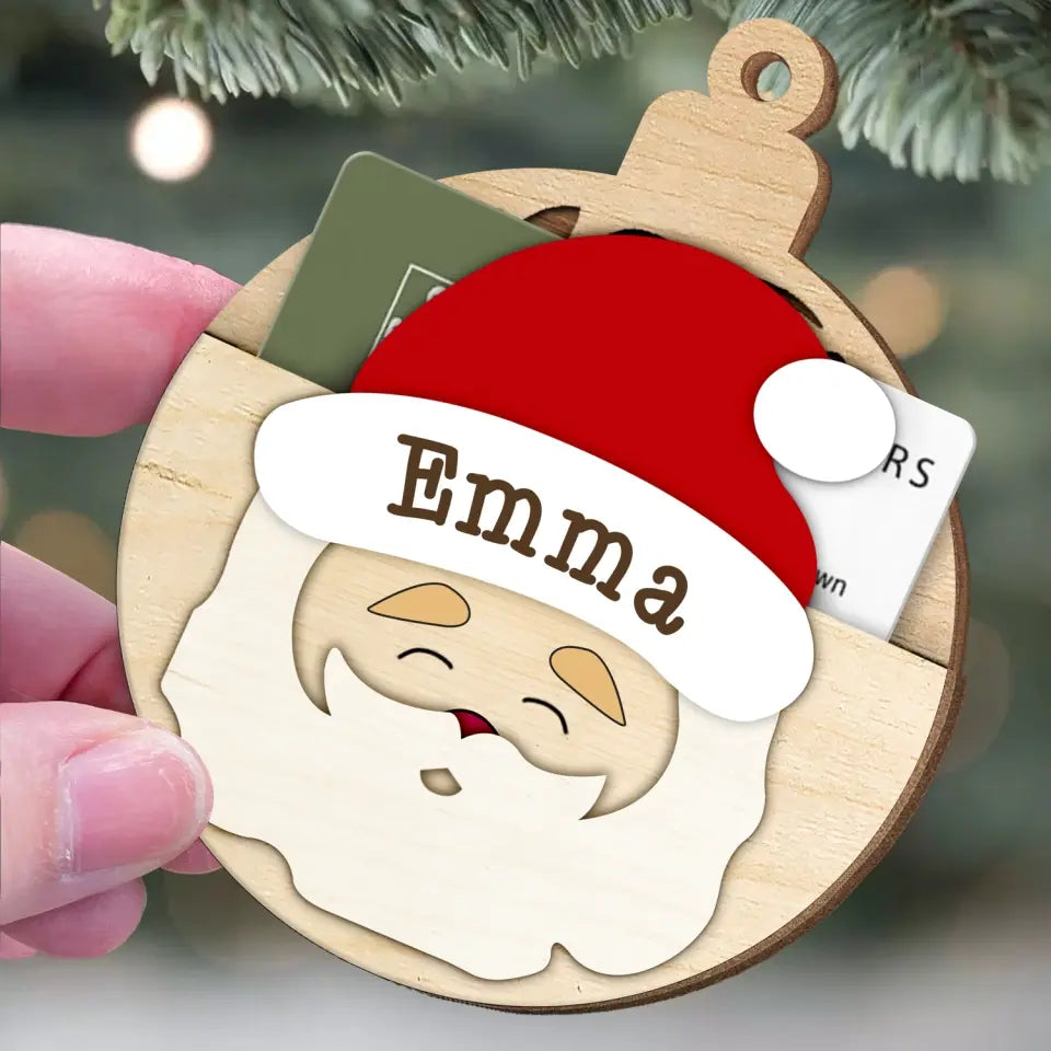 Santa Claus Merry Christmas - Personalized Wooden Ornament, Gift Card Holder, Funny Christmas Gift - ORN261