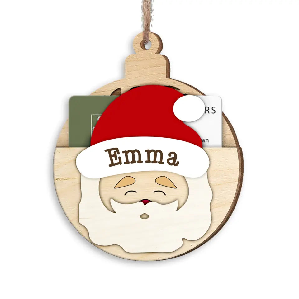 Santa Claus Merry Christmas - Personalized Wooden Ornament, Gift Card Holder, Funny Christmas Gift - ORN261