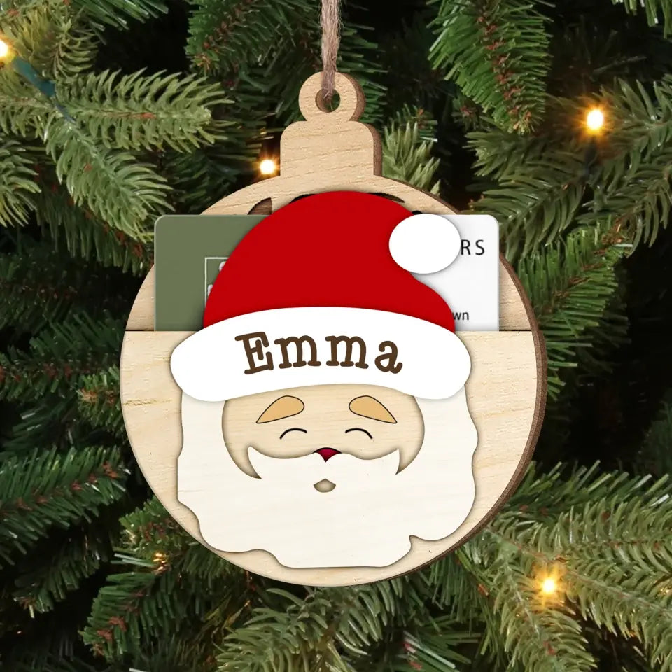 Santa Claus Merry Christmas - Personalized Wooden Ornament, Gift Card Holder, Funny Christmas Gift - ORN261