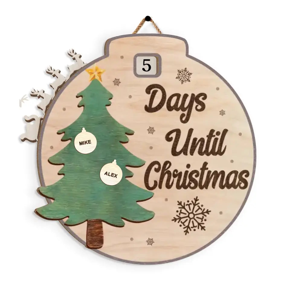Day Until Christmas - Personalized Christmas Countdown Sign - DS714