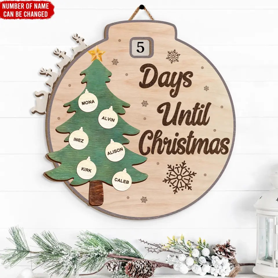 Day Until Christmas - Personalized Christmas Countdown Sign - DS714