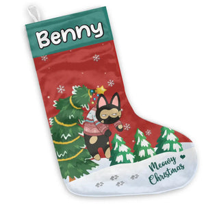 Meowy Christmas - Personalized Stocking, Christmas Present, Christmas Gift For Cat Lovers, Funny Cat Gift - SCS16