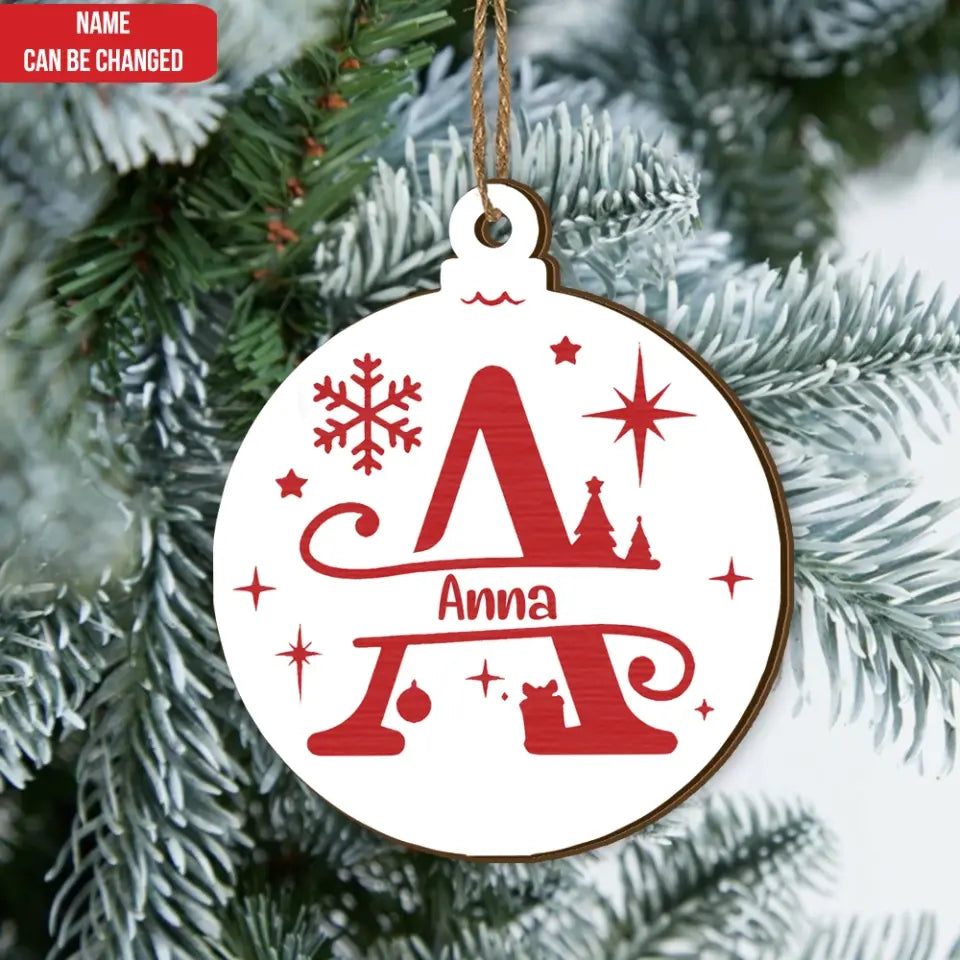 Christmas Ornament Monogram - Personalized Wooden Ornament, Christmas Gift - ORN265