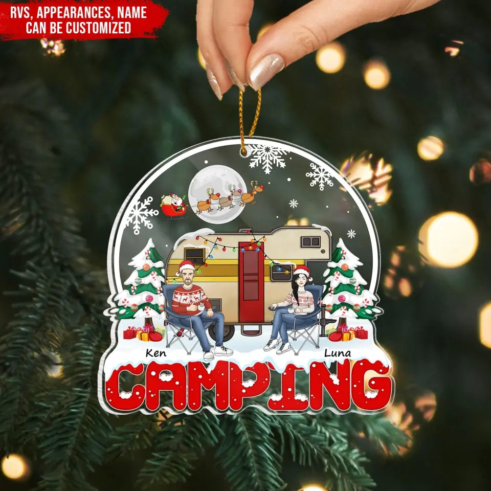 Rvs Christmas Camping Family - Personalized Acrylic Ornament, Ornament Gift For Camping Lover - ORN266
