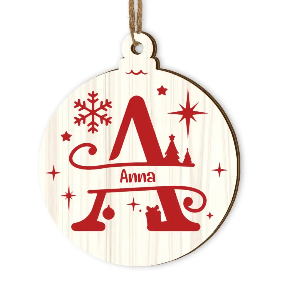 Christmas Ornament Monogram - Personalized Wooden Ornament, Christmas Gift - ORN265