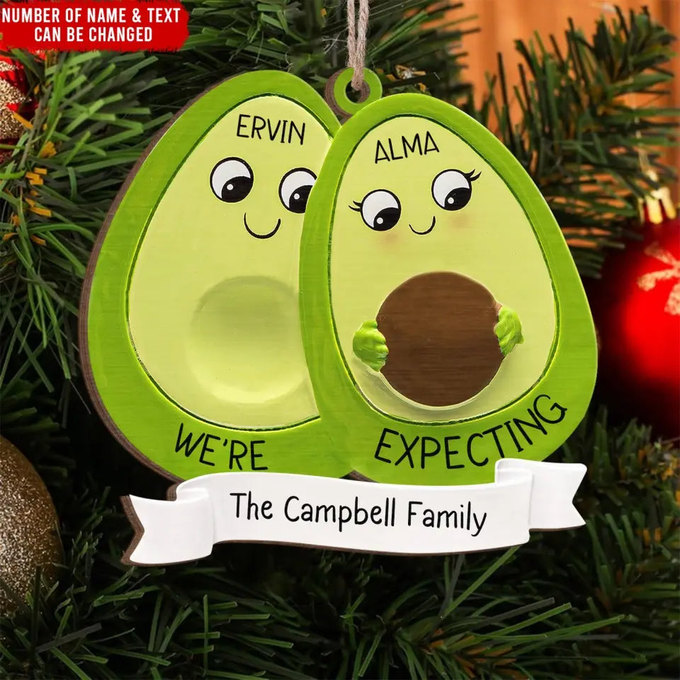 Avocado Expecting Parents - Personalized Wooden Ornament, Christmas Gift For Family, Ornament Christmas - ORN275