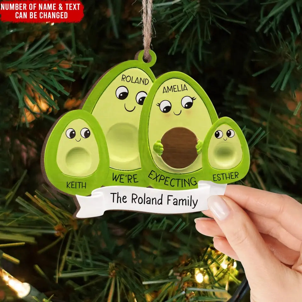 Avocado Expecting Parents - Personalized Wooden Ornament, Christmas Gift For Family, Ornament Christmas - ORN275