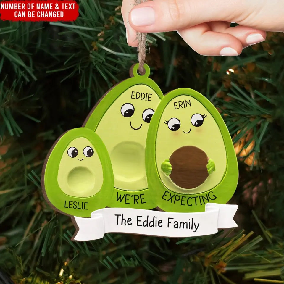 Avocado Expecting Parents - Personalized Wooden Ornament, Christmas Gift For Family, Ornament Christmas - ORN275