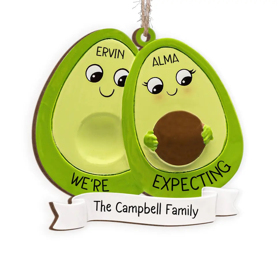 Avocado Expecting Parents - Personalized Wooden Ornament, Christmas Gift For Family, Ornament Christmas - ORN275