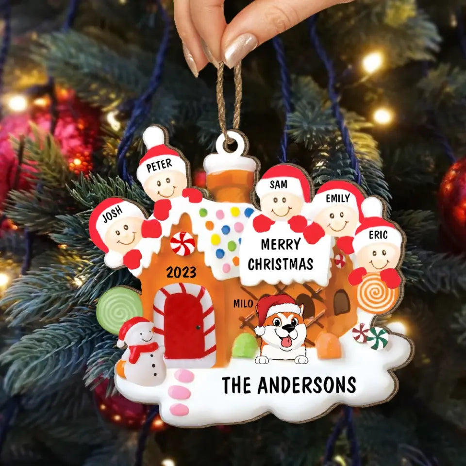 Gingerbread Family Custom Name - Personalized Wooden Ornament, Christmas Present, Christmas Gift For Family Members - ORN280
