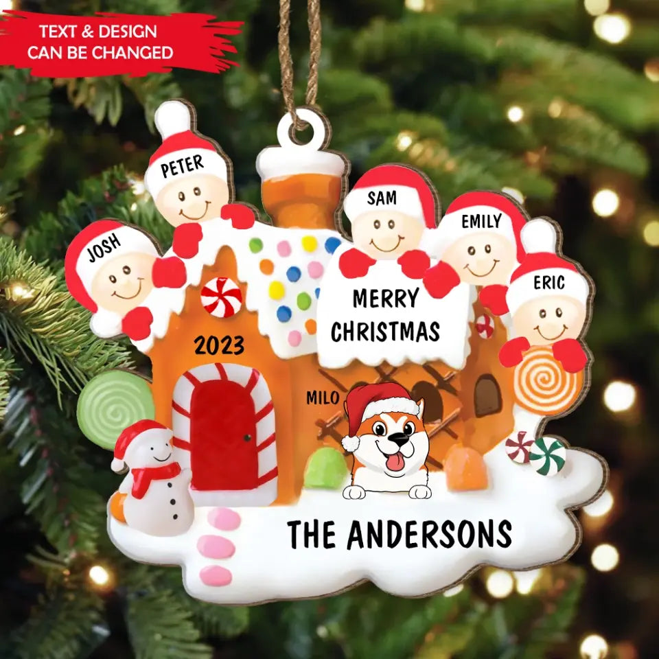 Gingerbread Family Custom Name - Personalized Wooden Ornament, Christmas Present, Christmas Gift For Family Members - ORN280