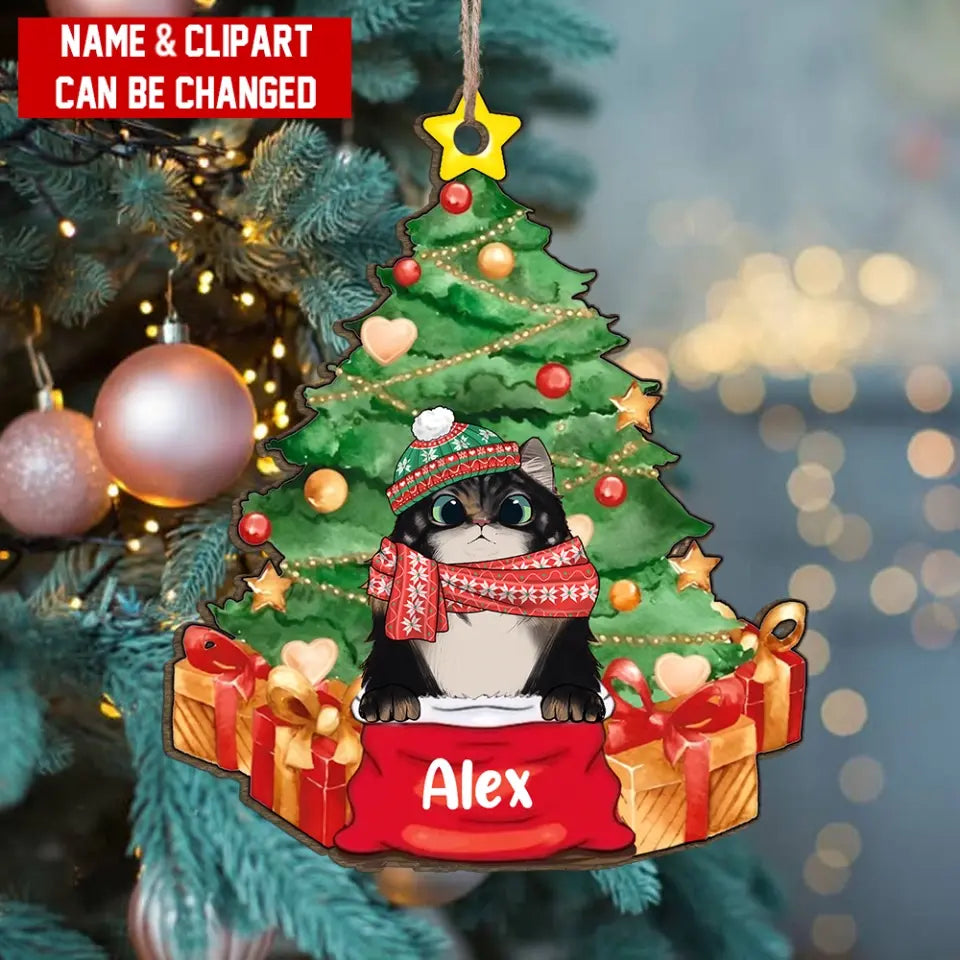 Cat/ Dog Christmas Present - Personalized Wooden Ornament, Gift For Christmas, Gift For Cat Lovers, Dog Lovers - ORN279