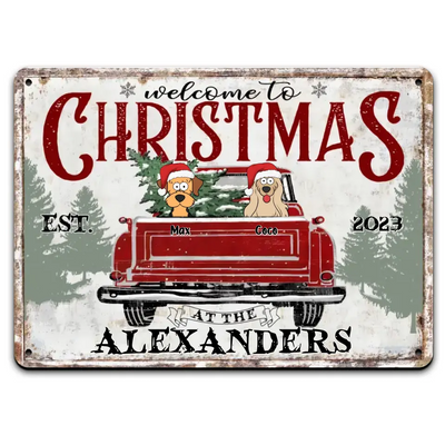 Welcome To Christmas At The Family - Personalized Metal Sign - MTS743