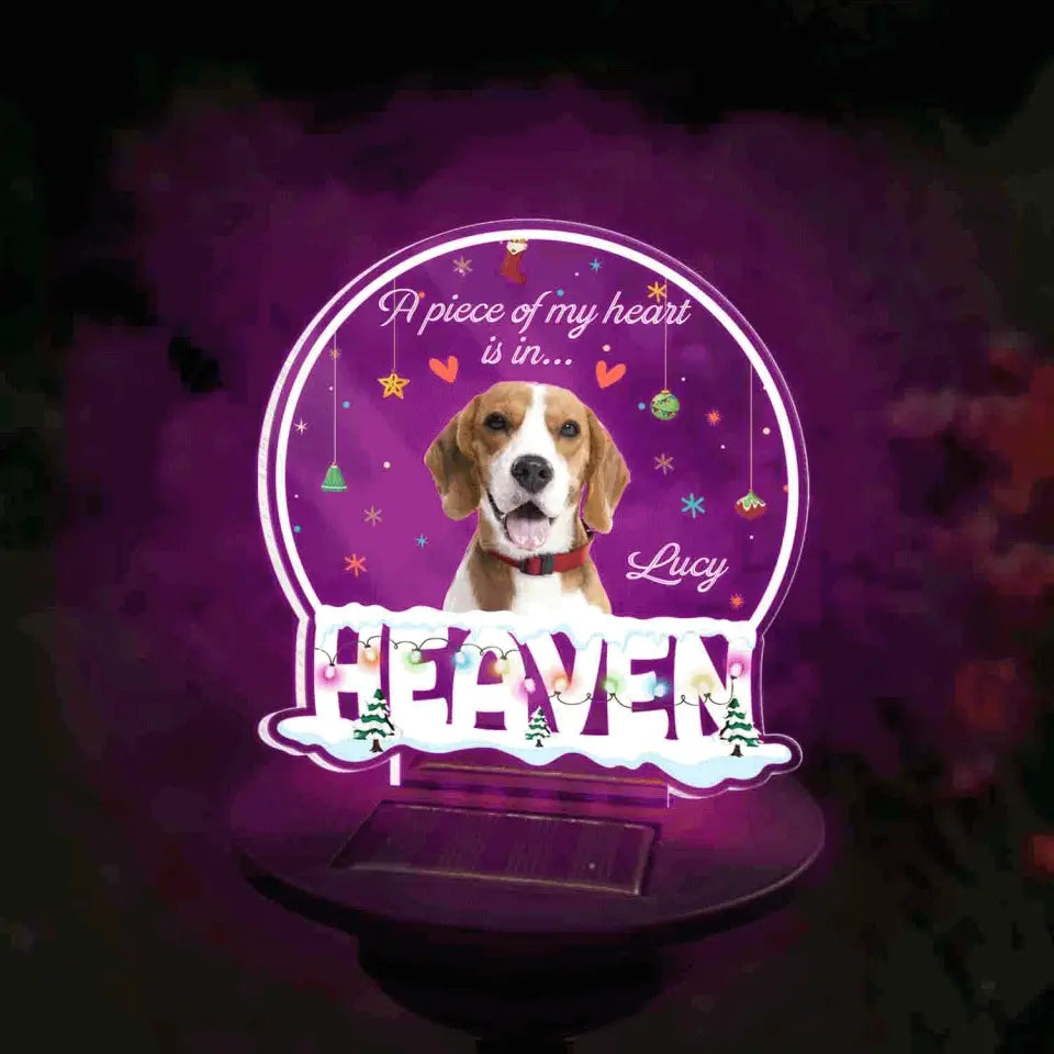 A Piece Of My Heart Is In Heaven - Personalized Solar Light, Memorial Gift For Pet, Pet Loss Gift - SL122