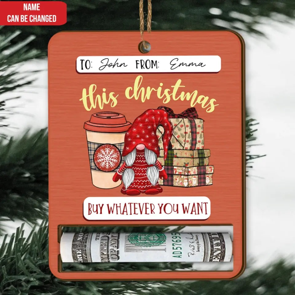 Warm Winter Wishes - Personalized Wooden Ornament, Christmas Money Holder Gift for Kids - ORN287