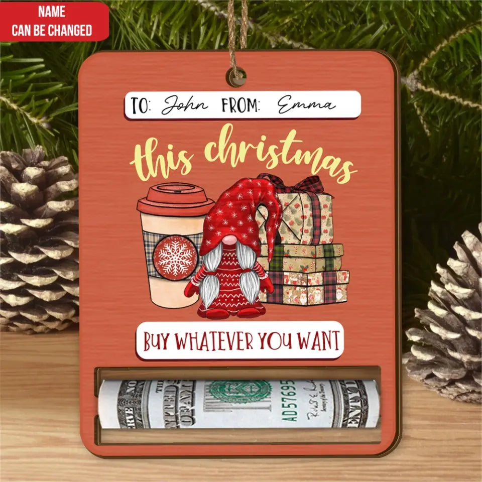 Warm Winter Wishes - Personalized Wooden Ornament, Christmas Money Holder Gift for Kids - ORN287