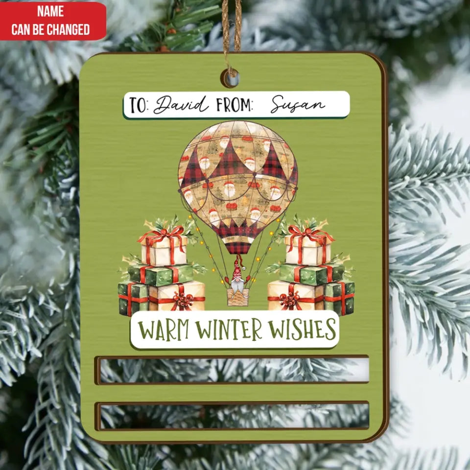 Warm Winter Wishes - Personalized Wooden Ornament, Christmas Money Holder Gift for Kids - ORN287