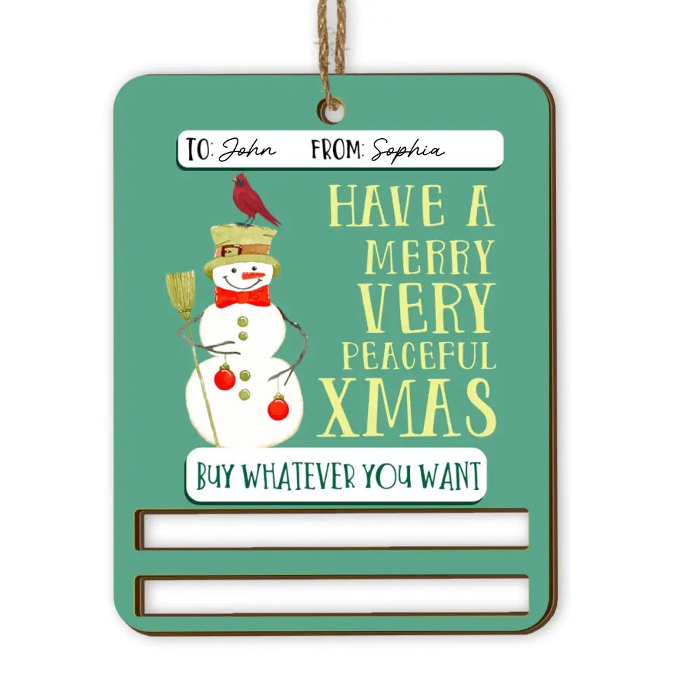 Warm Winter Wishes - Personalized Wooden Ornament, Christmas Money Holder Gift for Kids - ORN287