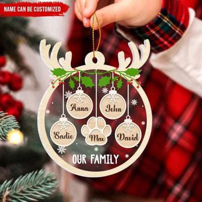 Family Member And Pet With Name - Personalized Acrylic Ornament, Christmas Decoration, Gift For Family - ORN291
