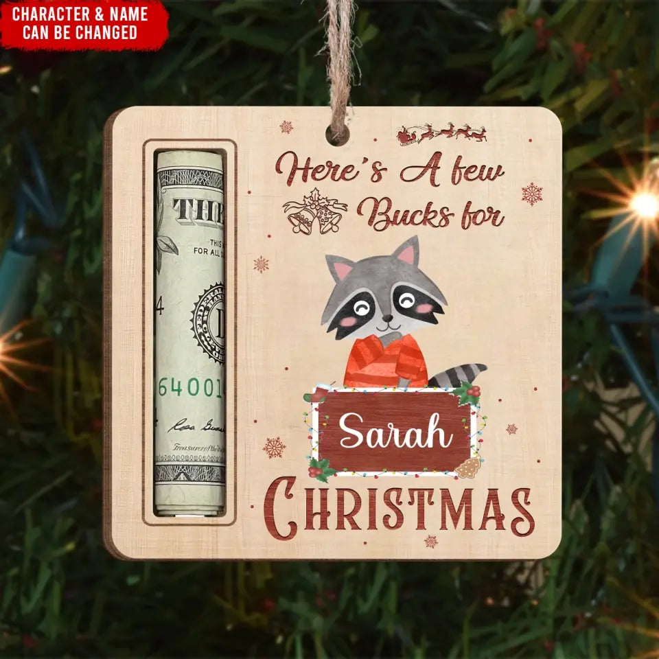 Reindeer Here's A Few Bucks For Christmas - Personalized Wooden Ornament, Money Holder Ornament, Christmas Gift For Family - ORN292
