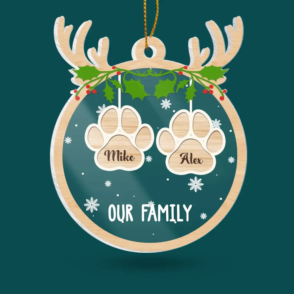 Family Member And Pet With Name - Personalized Acrylic Ornament, Christmas Decoration, Gift For Family - ORN291