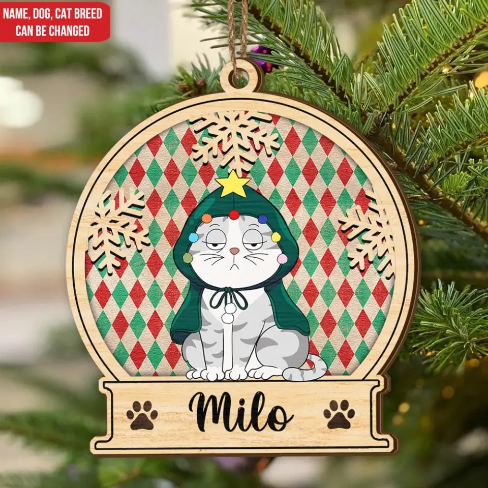 Pet Christmas - Personalized Wooden Ornament, Christmas Gift For Pet Lover - ORN294