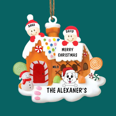 Gingerbread Family Custom Name - Personalized Wooden Ornament, Christmas Present, Christmas Gift For Family Members - ORN280