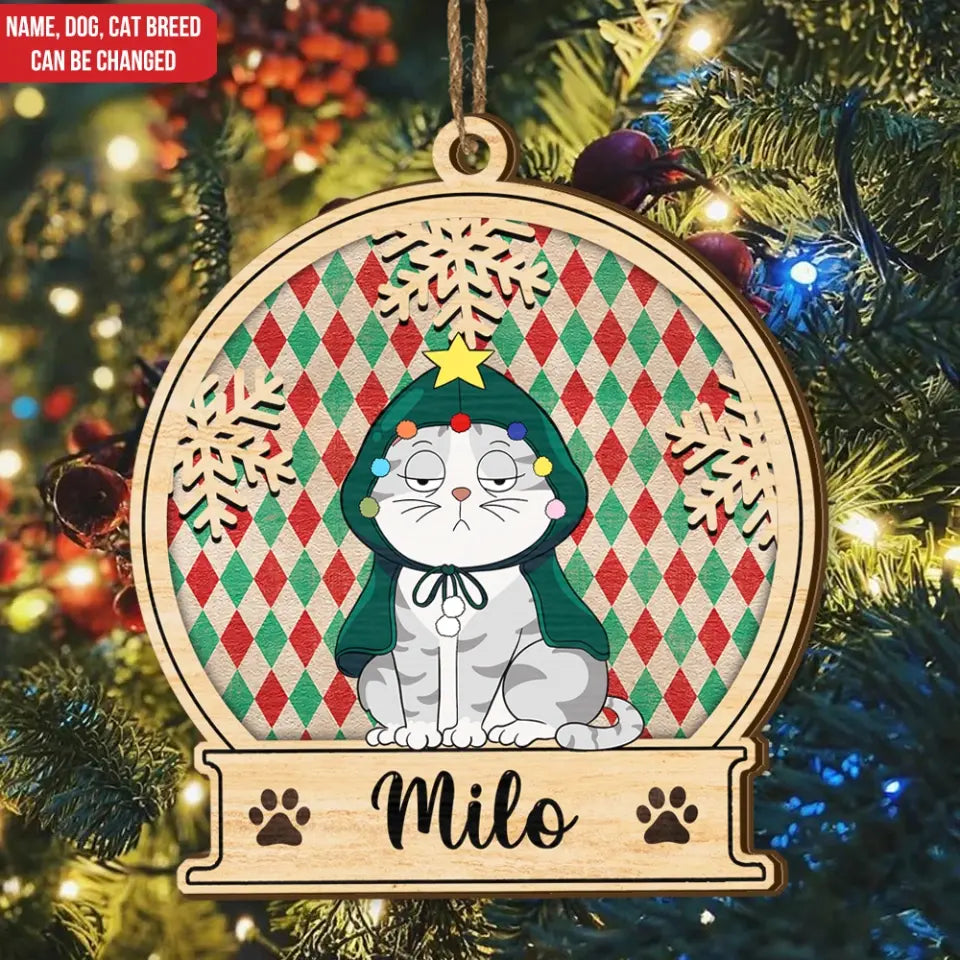 Pet Christmas - Personalized Wooden Ornament, Christmas Gift For Pet Lover - ORN294