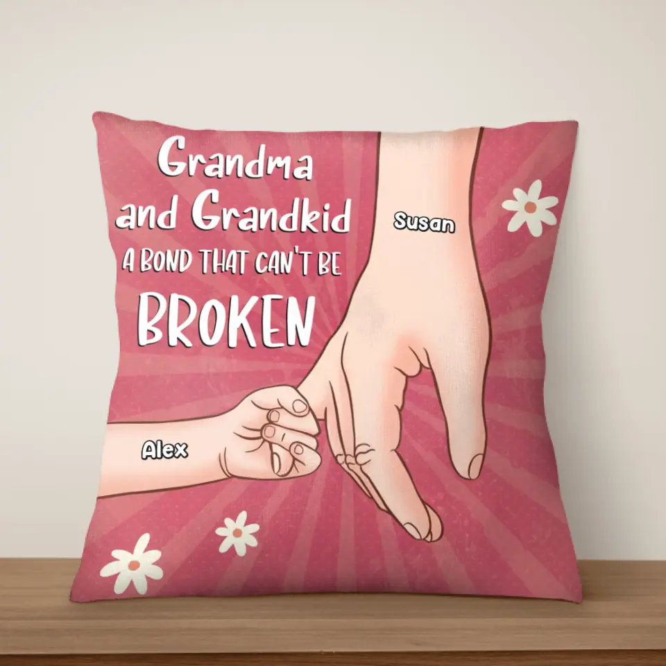 Grandparent And Grandkid A Bond That Can't Be Broken - Personalized Pillow (Insert Included), Gift For Grandpa, Grandma