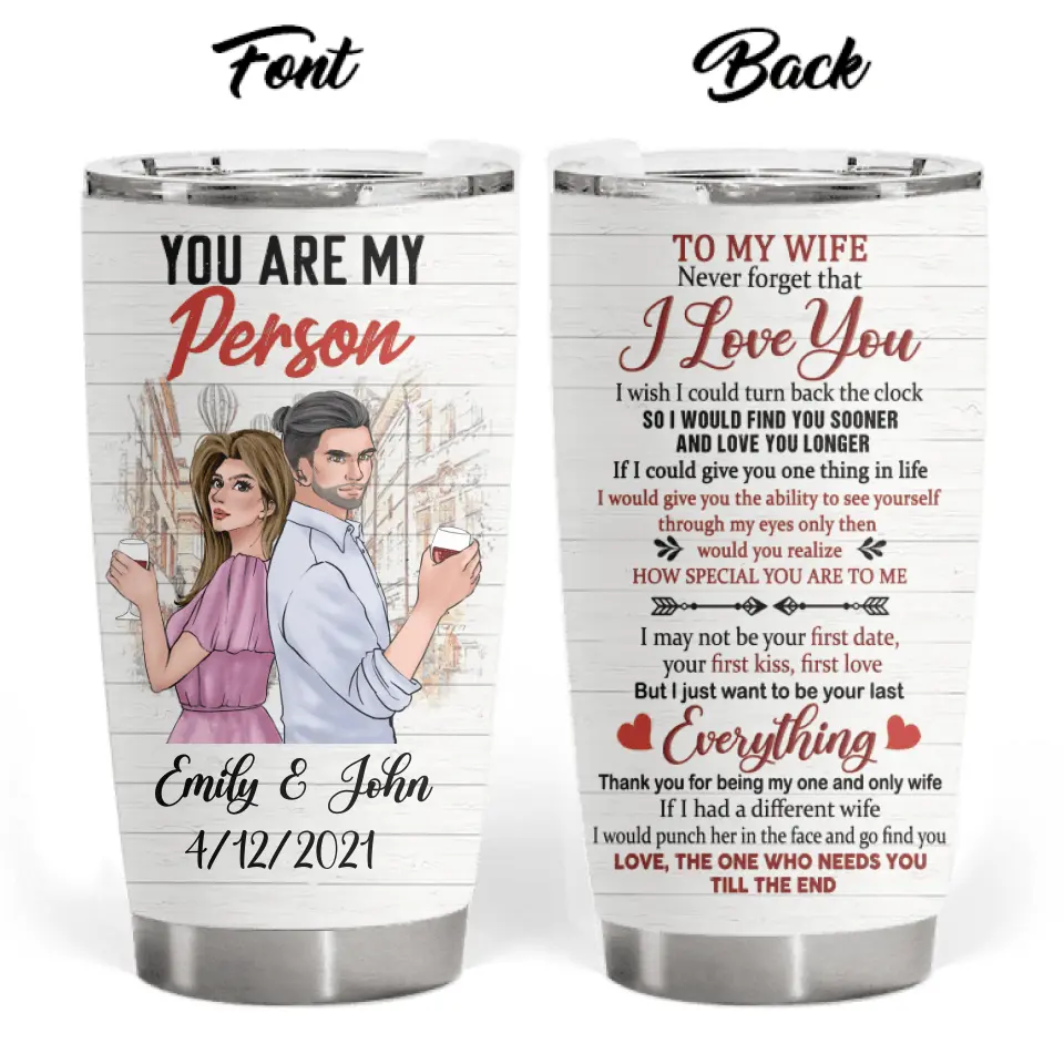 Never Forget That I Love You, For Couple Valentine's Day- Personalized Tumbler