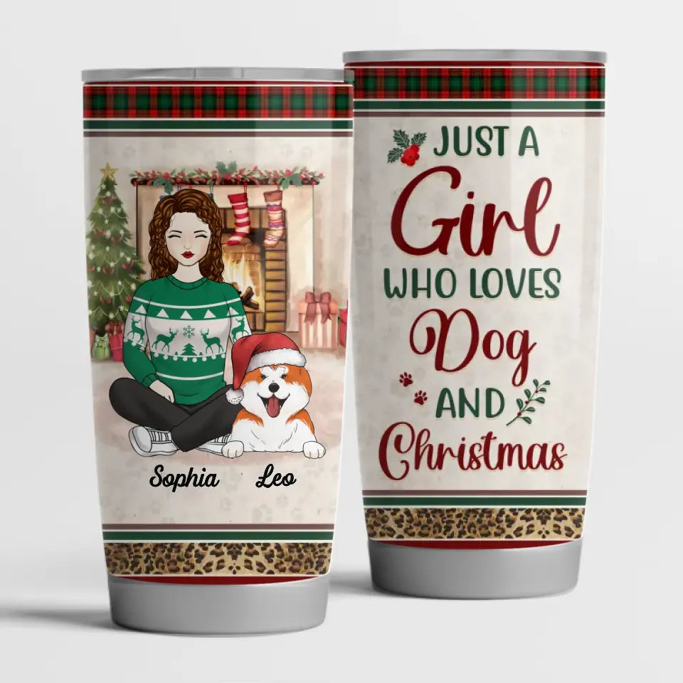 Just A Girl Who Loves Dogs And Christmas - Personalized Tumbler, Gift For Dog lover