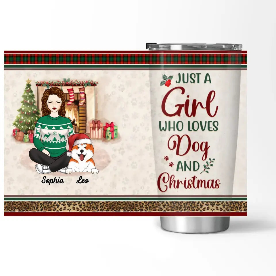 Just A Girl Who Loves Dogs And Christmas - Personalized Tumbler, Gift For Dog lover