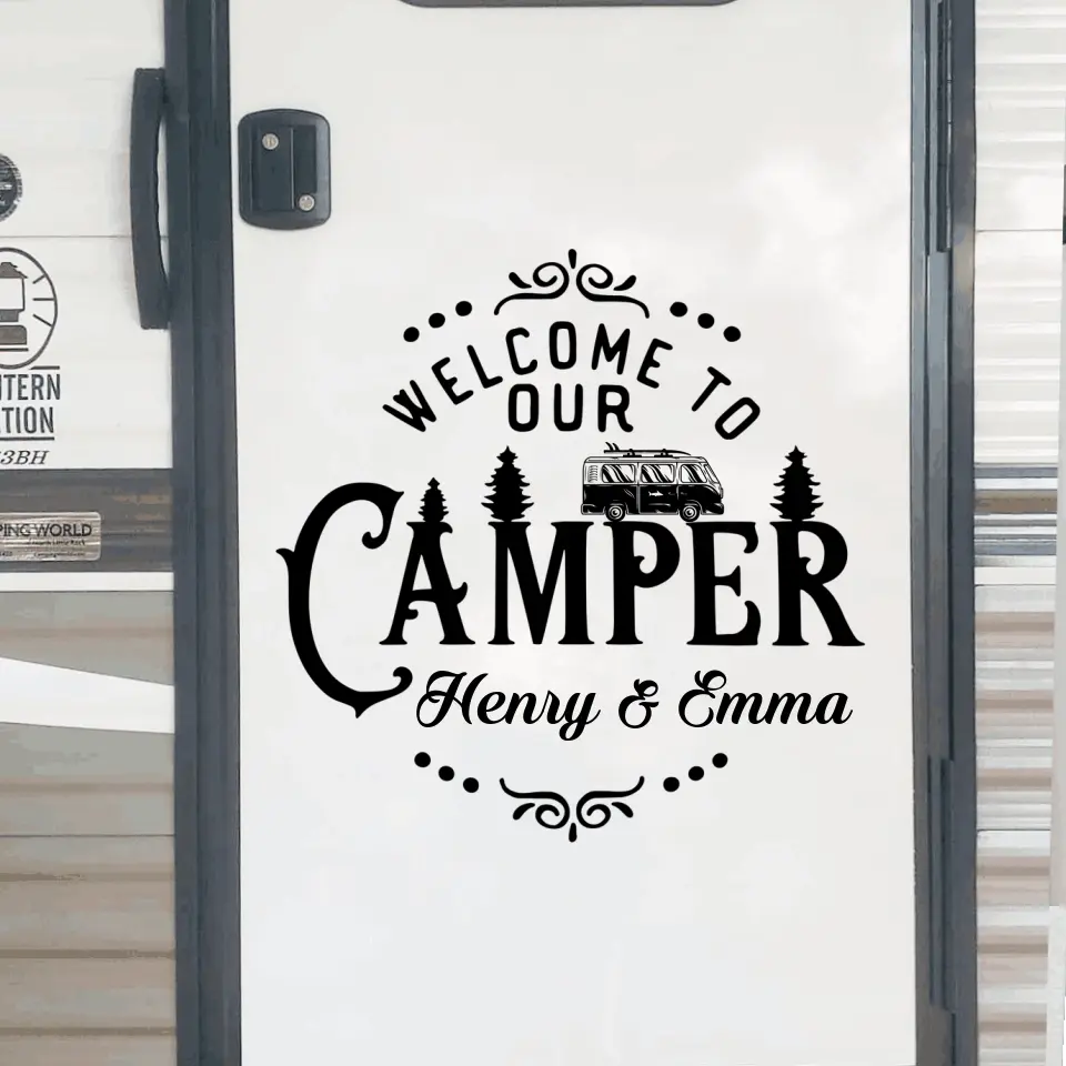 Welcome To Our Camper - Personalized Decal, Gift For Camping Lover