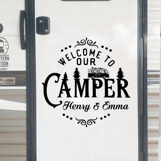 Welcome To Our Camper - Personalized Decal, Gift For Camping Lover