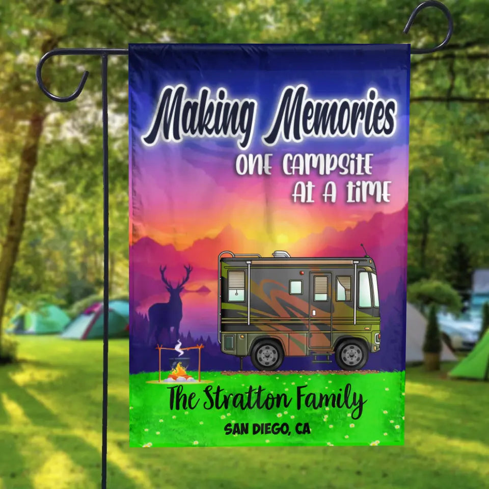 Make Memories One Campsite At Time - 2 Sides Garden Flag