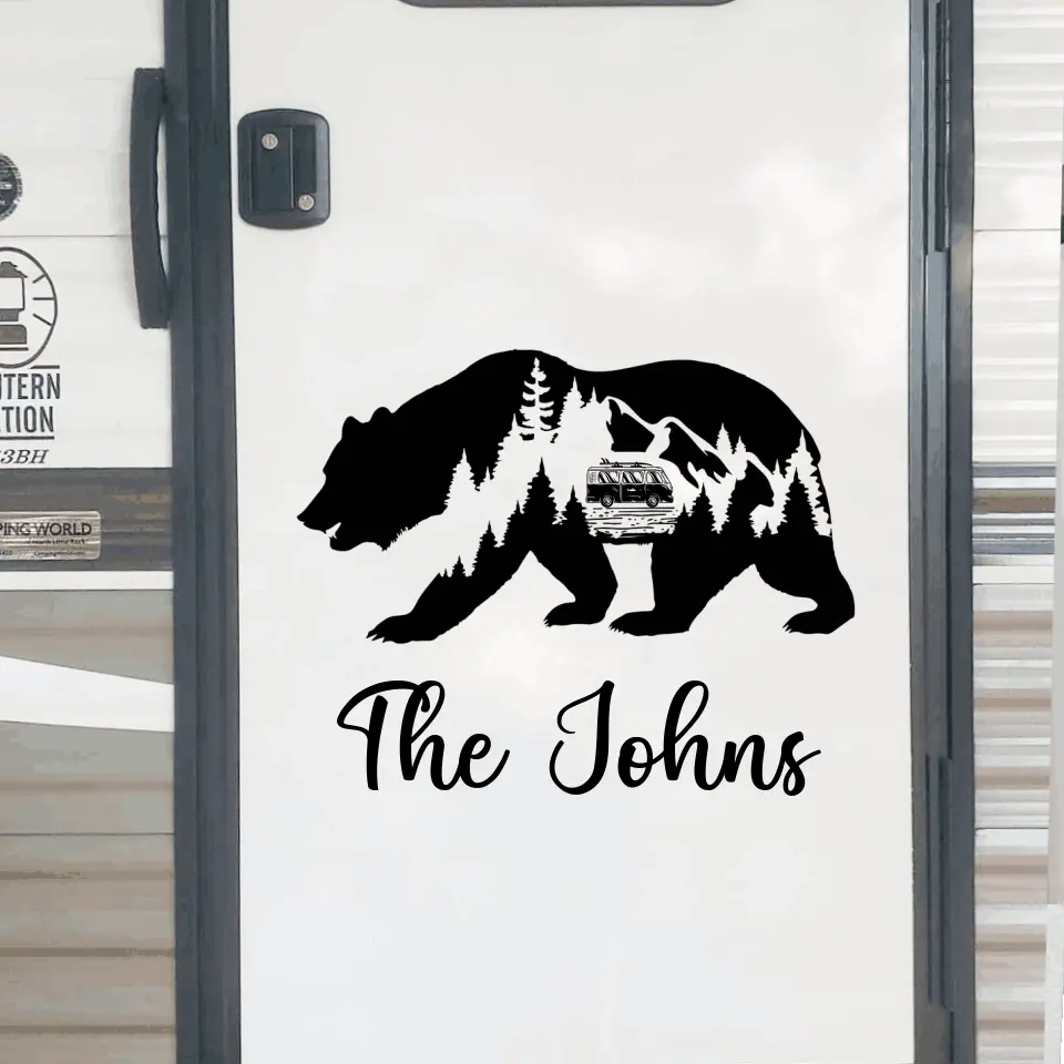 Bear Adventure Camping - Personalized Decal, Camping Decal For Camping Lovers