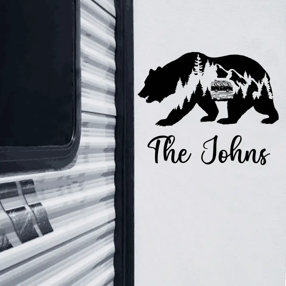 Bear Adventure Camping - Personalized Decal, Camping Decal For Camping Lovers