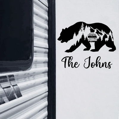 Bear Adventure Camping - Personalized Decal, Camping Decal For Camping Lovers