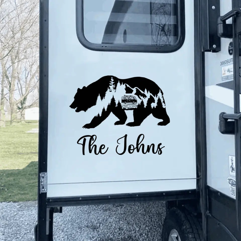 Bear Adventure Camping - Personalized Decal, Camping Decal For Camping Lovers