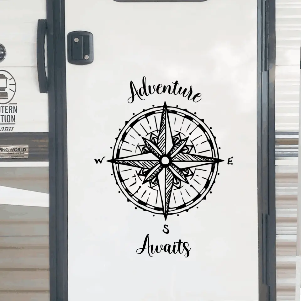 Adventure Awaits - Personalized Decal, Camping Decal For Camping Lovers