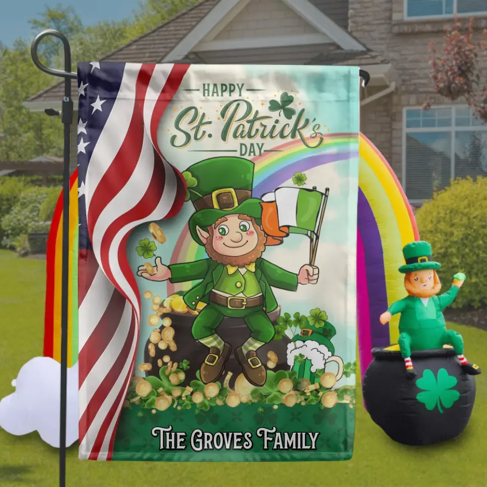 Happy Saint Patrick's Day Personalized Garden Flag