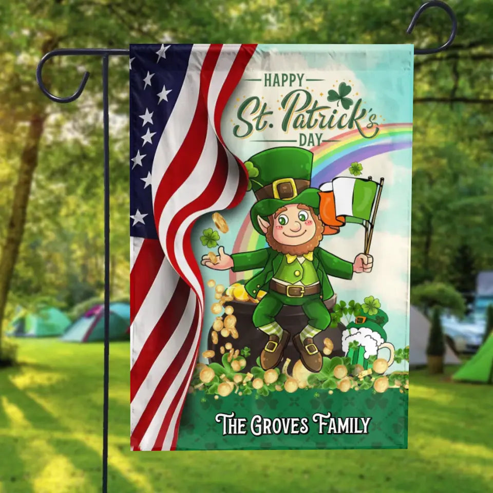 Happy Saint Patrick's Day Personalized Garden Flag