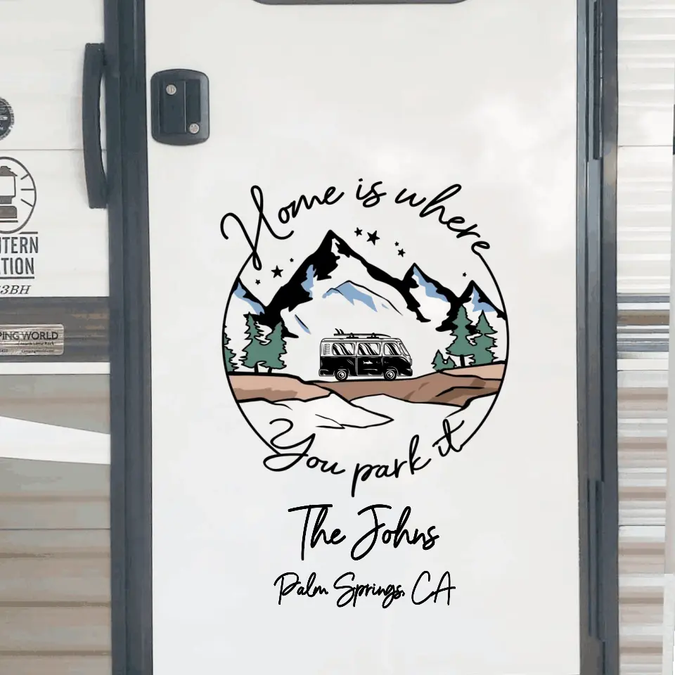 Home Is Where  You Park It - Personalized Camping Decal, Gift For Camping Lovers