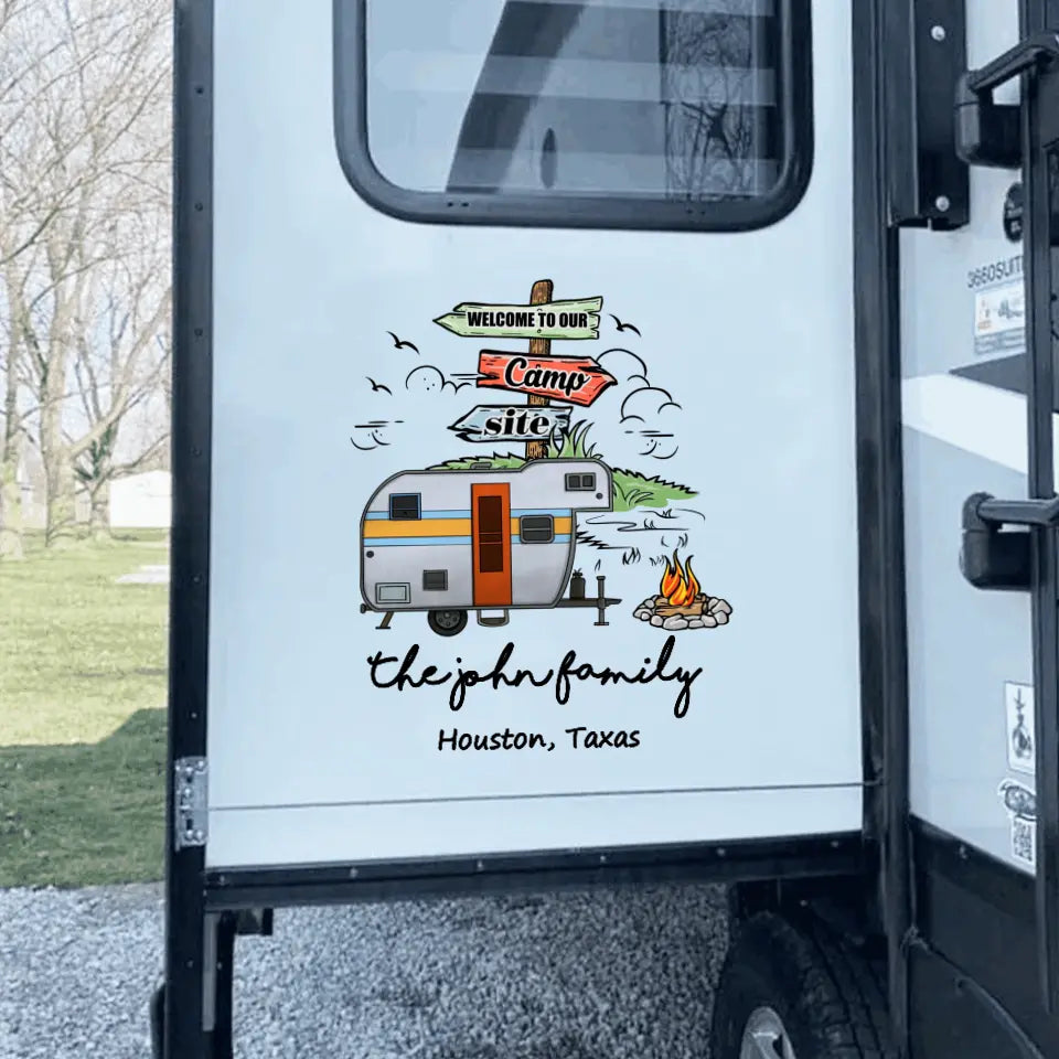 Welcome To Our Camp Site - Personalized Decal, Camping Decal For Camping Lovers