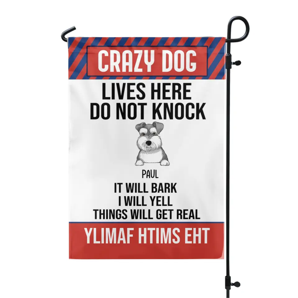 Crazy Dogs Live Here Do Not Knock - Personalized Flag, Gift For Dog Lovers
