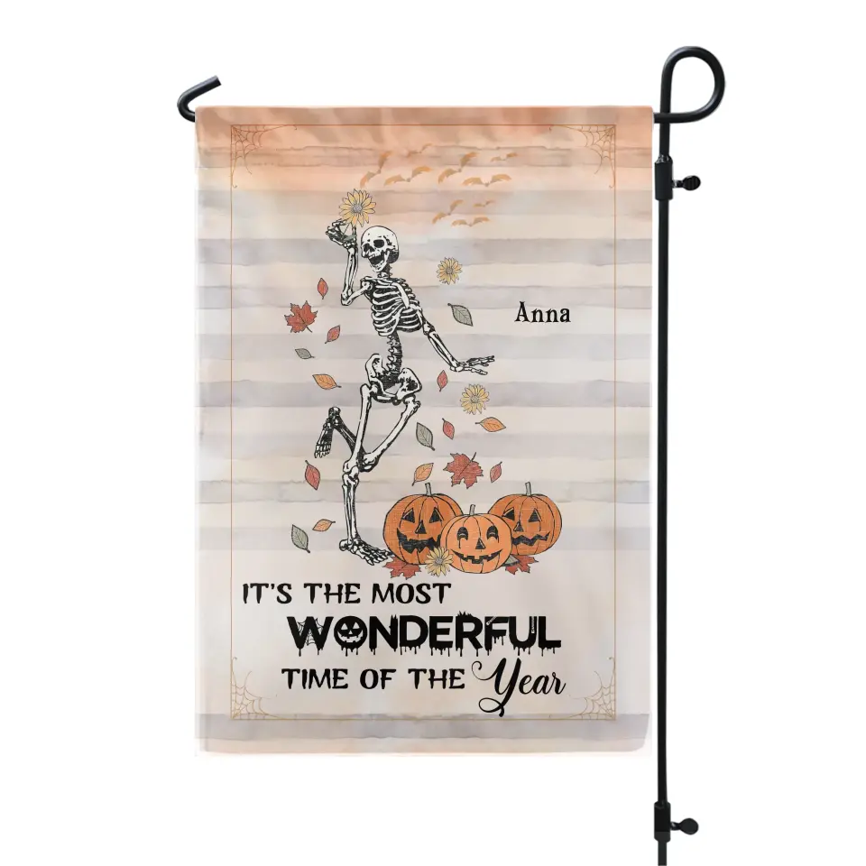 Skeleton Pumpkin Fall - Personalized Garden Flag, Halloween Gift