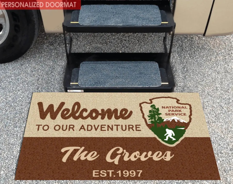 Welcome To Our Adventure - Personalized Doormat