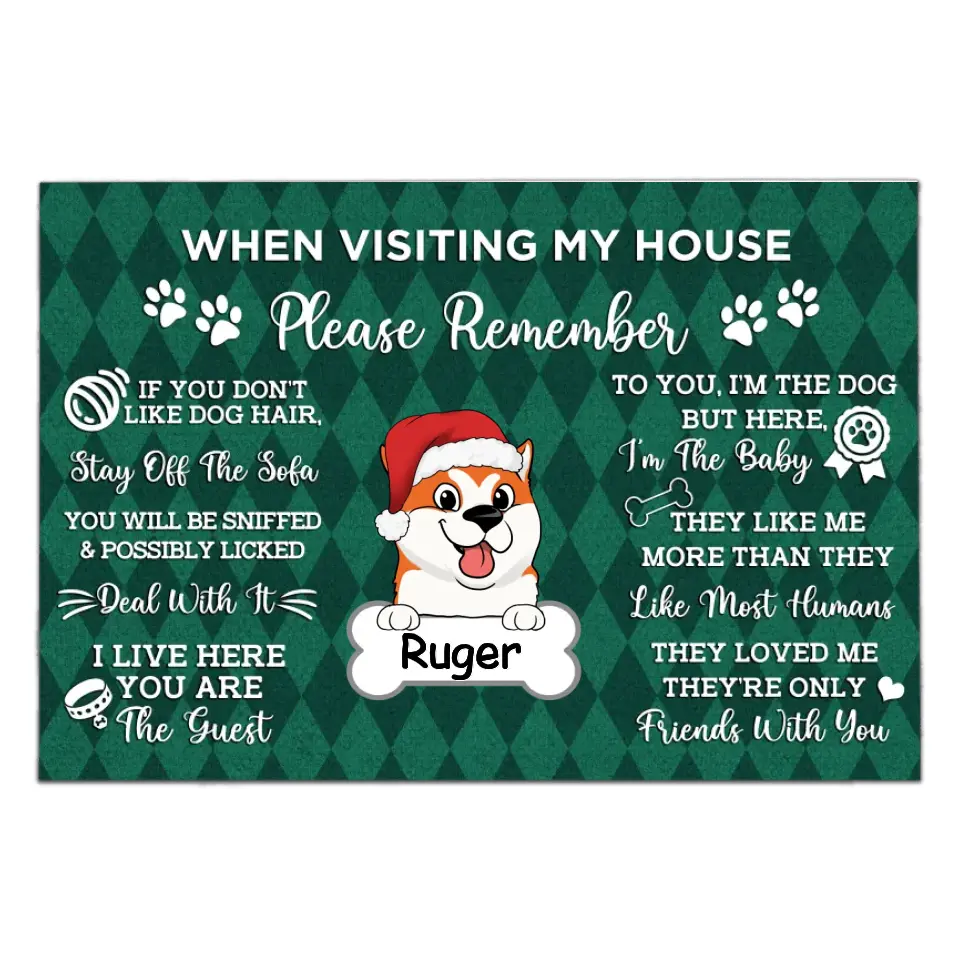 Visiting My House Mat - Gift For Dog Lovers - Dog Rug -Doormat Home Decor - House Rule Rug - Dog Welcome Doormat - Dog Doormat