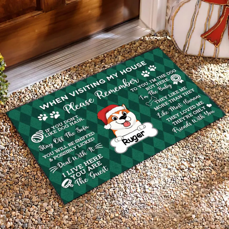 Visiting My House Mat - Gift For Dog Lovers - Dog Rug -Doormat Home Decor - House Rule Rug - Dog Welcome Doormat - Dog Doormat