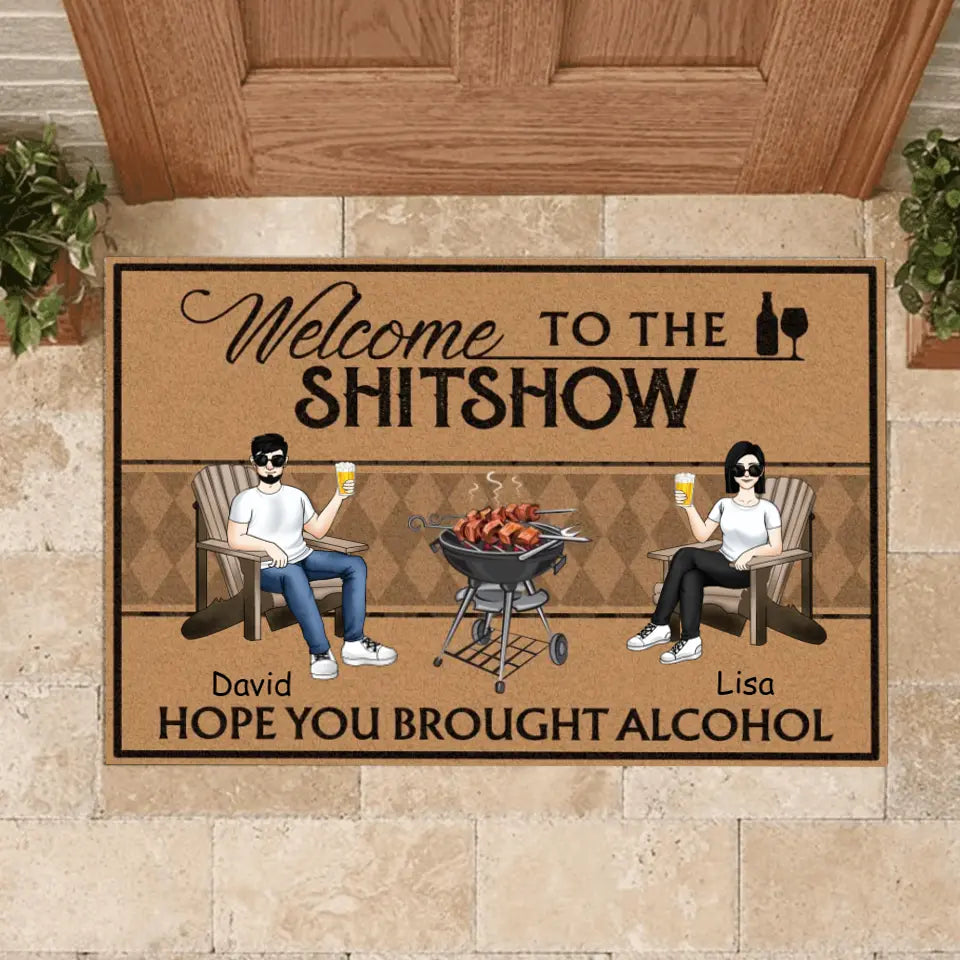 Welcome To The Shitshow - Personalized Doormat, Gift For Family, Husband & Wife Doormat